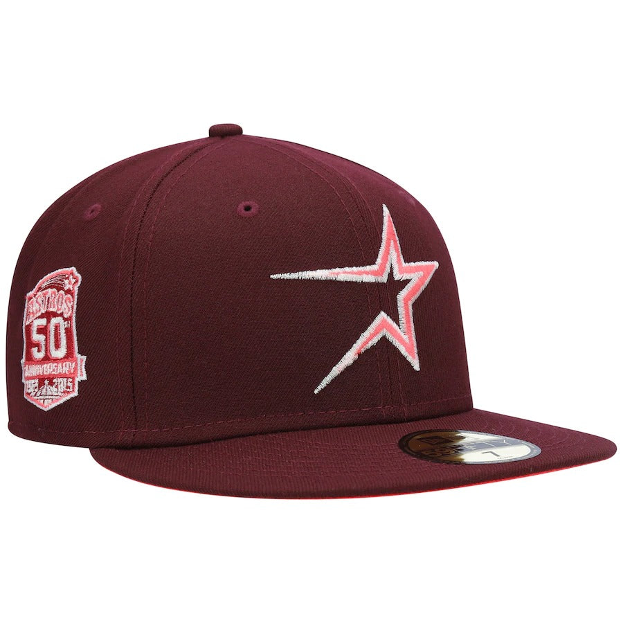 New Era Houston Astros Maroon Color Fam Lava Red Undervisor 59FIFTY Fitted Hat