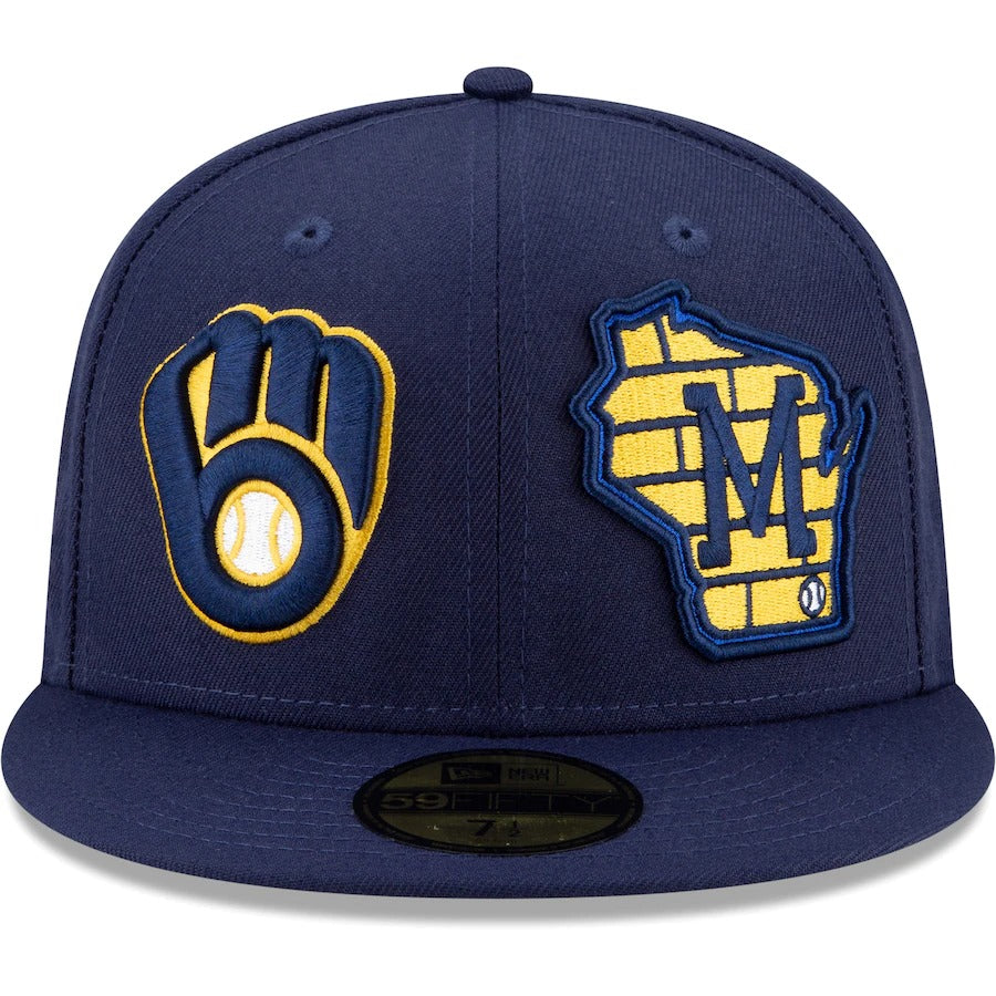 New Era Milwaukee Brewers Navy Patch Pride 59FIFTY Fitted Hat