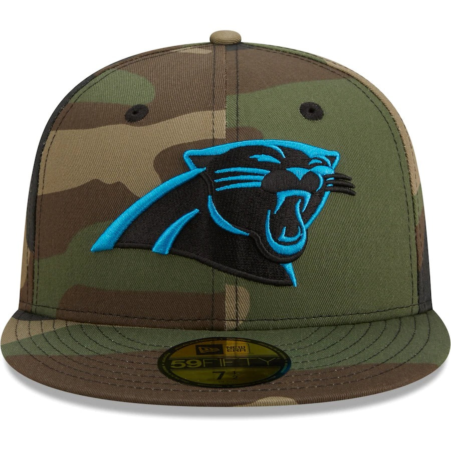 New Era Carolina Panthers Camo Woodland 59FIFTY Fitted Hat