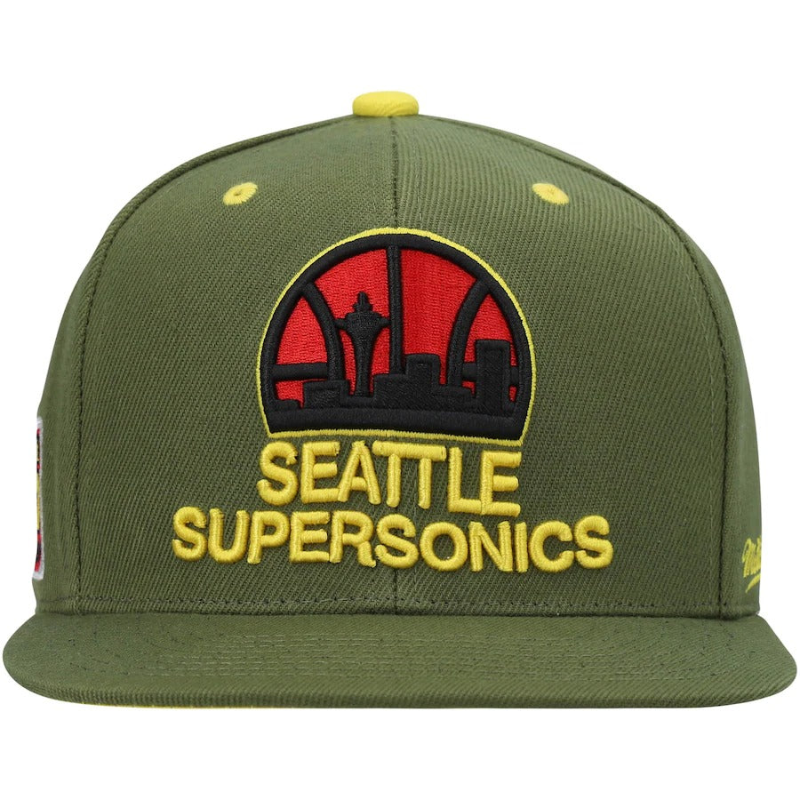 Mitchell & Ness x Lids Seattle SuperSonics Olive NBA 35th Anniversary Season Hardwood Classics Dusty Fitted Hat