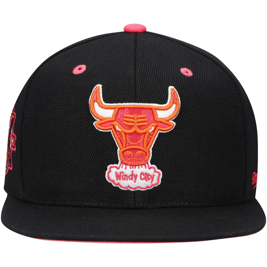 Mitchell & Ness x Lids Chicago Bulls Black 1991 First Championship 20th Anniversary Hardwood Classics Sunset Fitted Hat