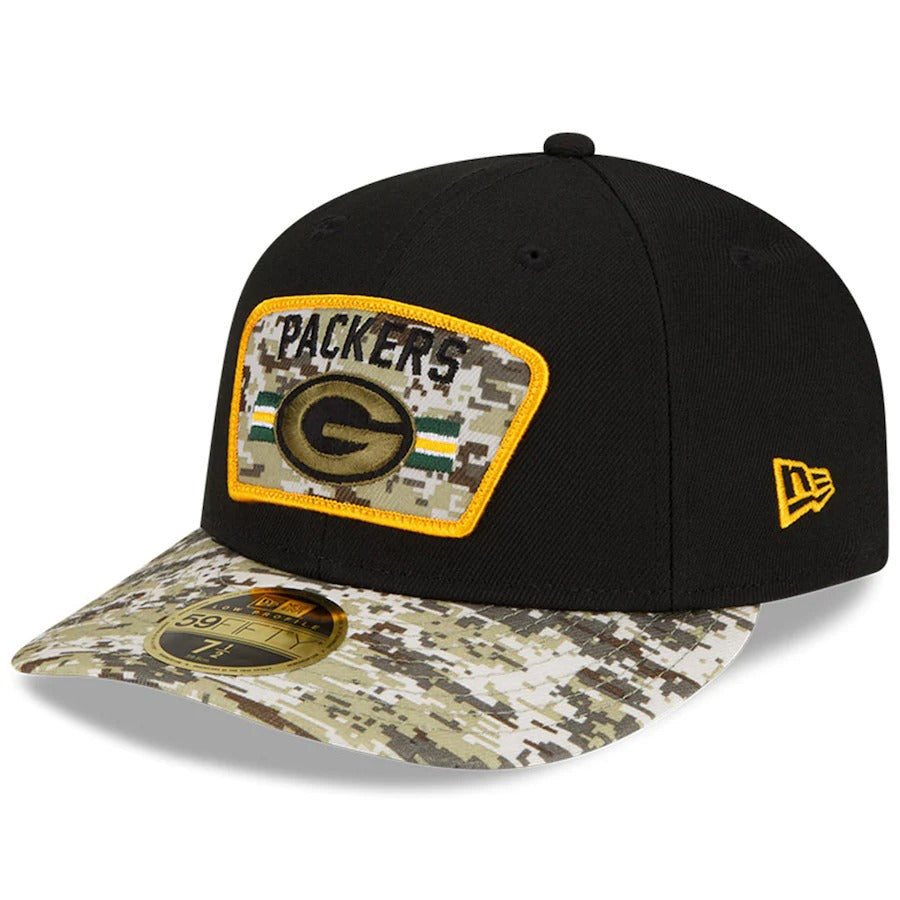 New Era Black/Camo Green Bay Packers 2021 Salute To Service Low Profile 59FIFTY Fitted Hat