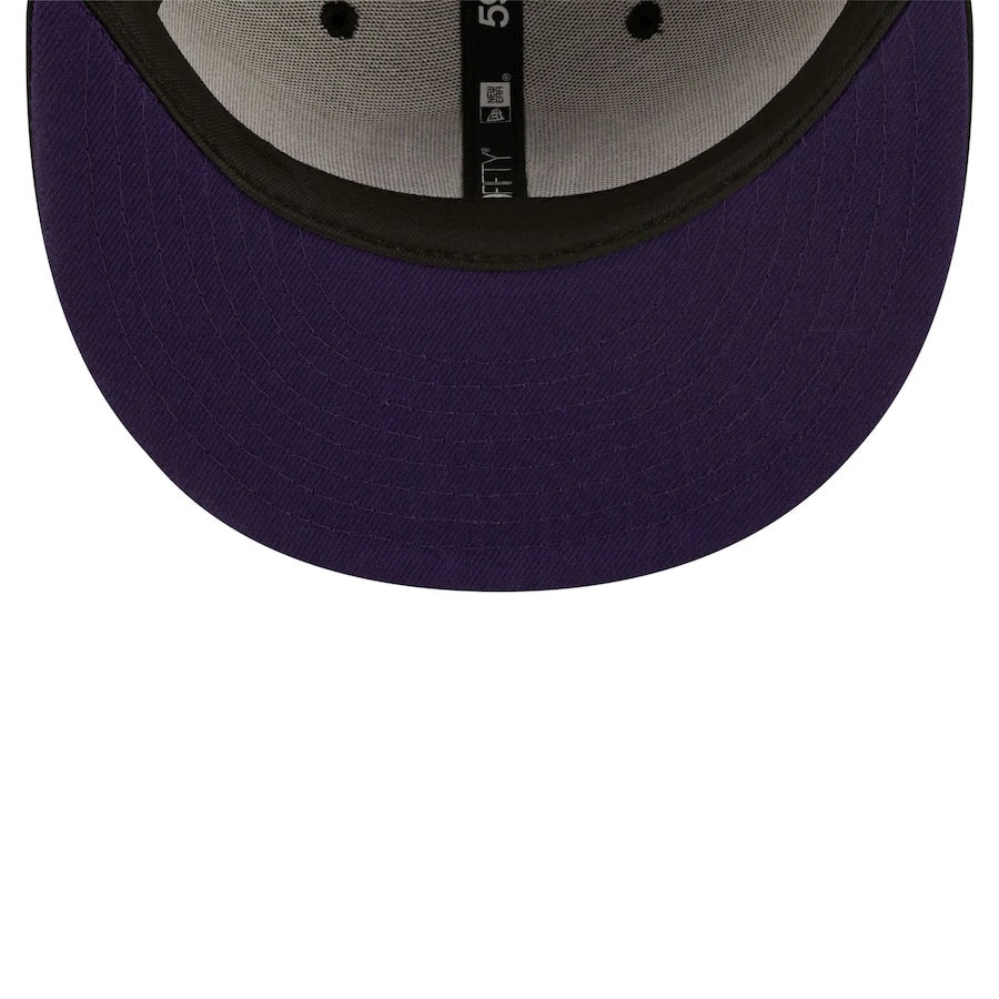 New Era Milwaukee Brewers Tan/Black 50th Anniversary Cooperstown Collection Purple Undervisor 59FIFTY Fitted Hat