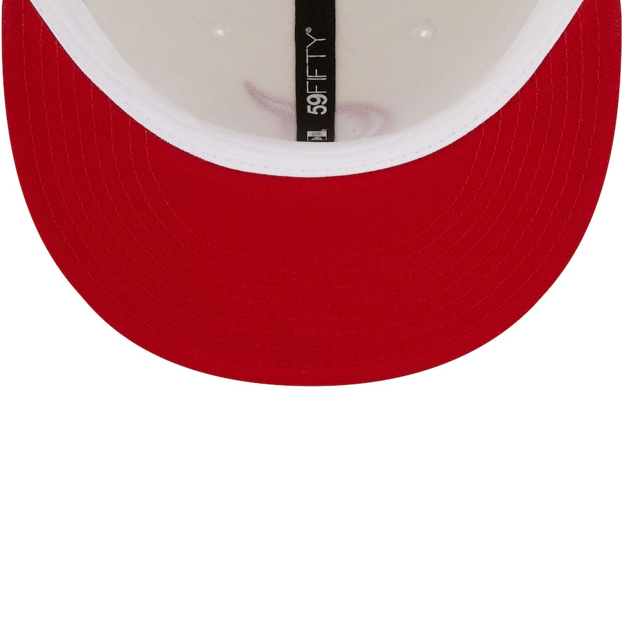 New Era Cincinnati Reds Cream Red Stockings 150th Anniversary Chrome Alternate Undervisor 59FIFTY Fitted Hat