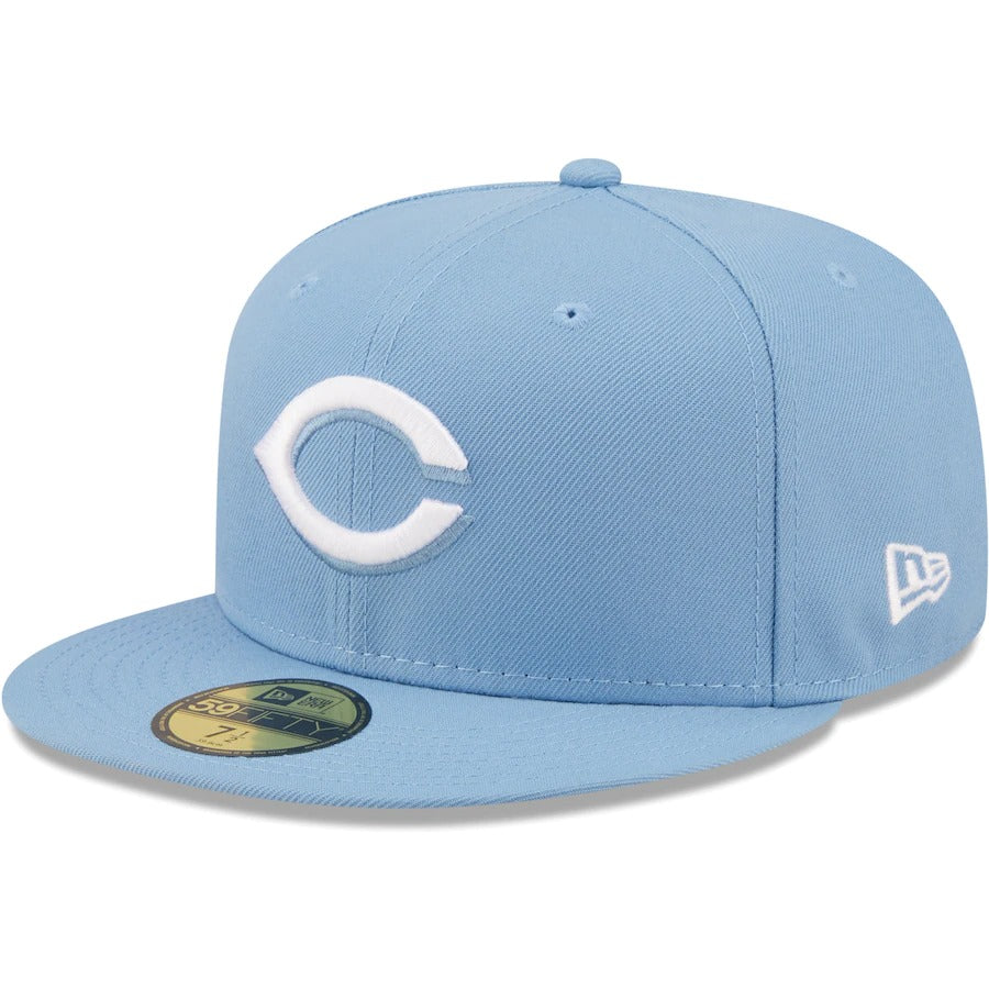 New Era Cincinnati Reds Sky Blue Logo White 59FIFTY Fitted Hat