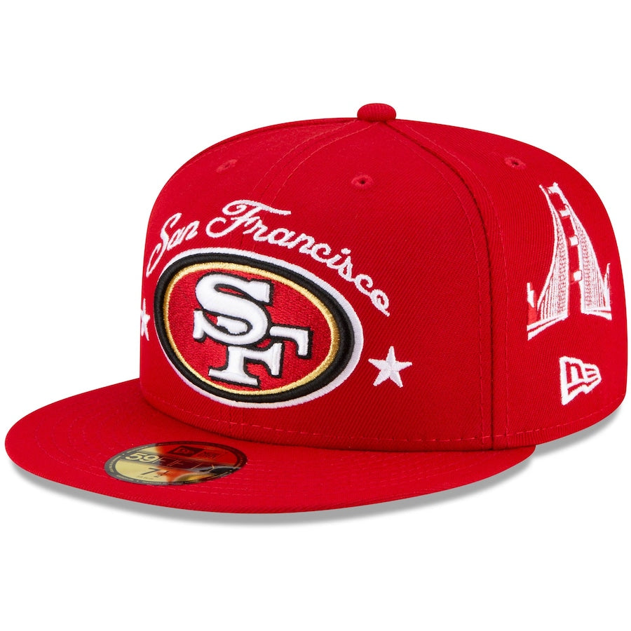 New Era Scarlet San Francisco 49ers Starry 59FIFTY Fitted Hat