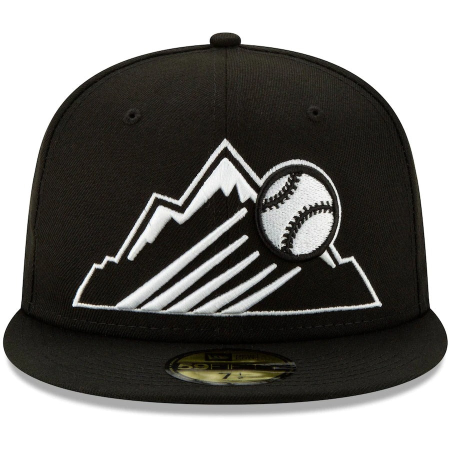 New Era Black Colorado Rockies Monochrome Logo Elements 59FIFTY Fitted Hat