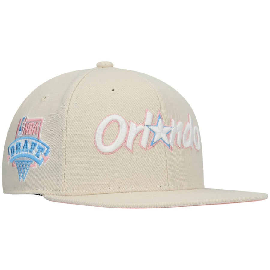 Mitchell & Ness x Lids Orlando Magic Cream Hardwood Classics NBA Draft Cake Pop Fitted Hat
