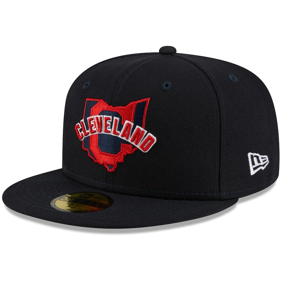 New Era Navy Cleveland Indians Local II 59FIFTY Fitted Hat