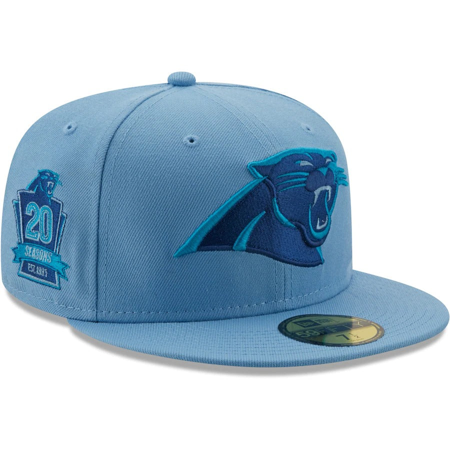 New Era Carolina Panthers Light Blue 20 Seasons The Pastels 59FIFTY Fitted Hat