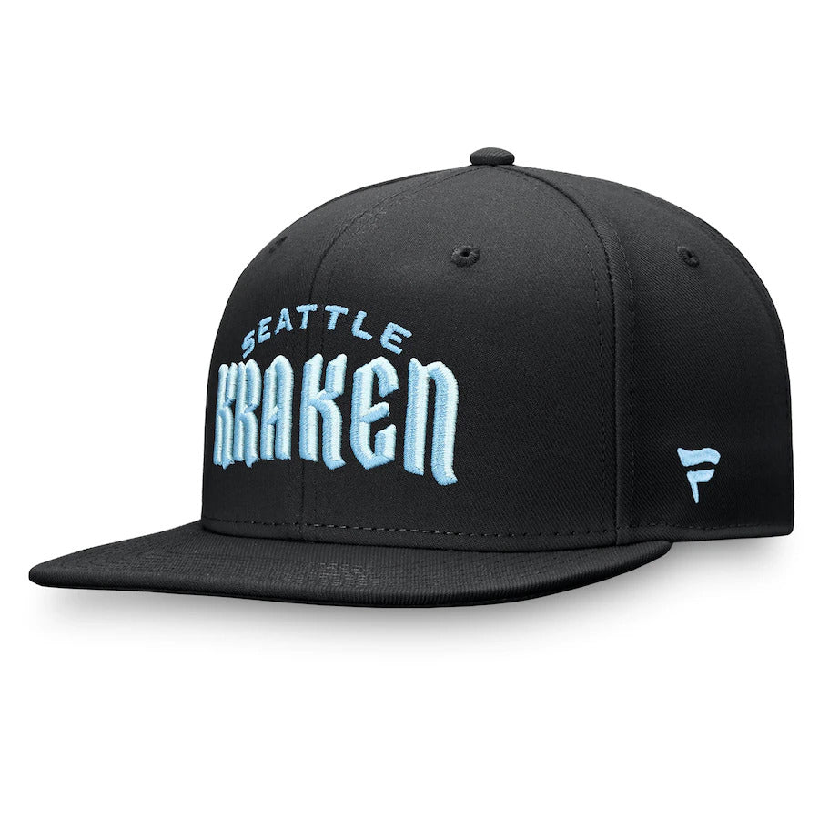 Fanatics Branded Black Seattle Kraken Wordmark Logo Fitted Hat
