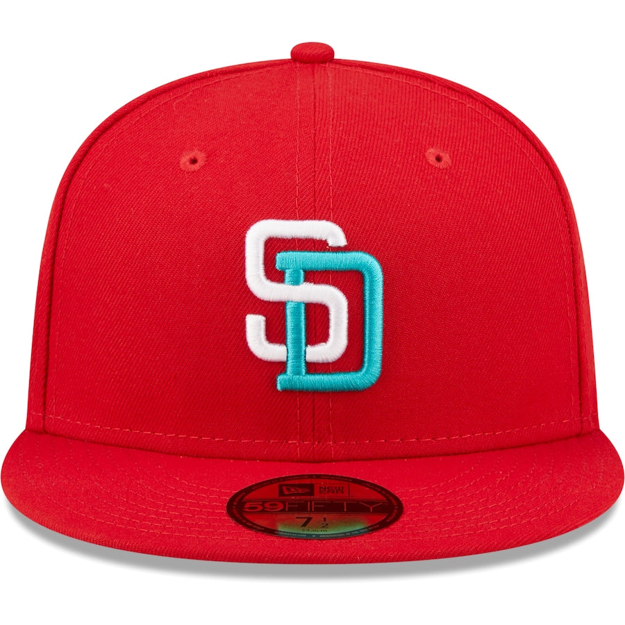 New Era San Diego Padres 50th Anniversary Scarlet/Teal Undervisor 2022 59FIFTY Fitted Hat
