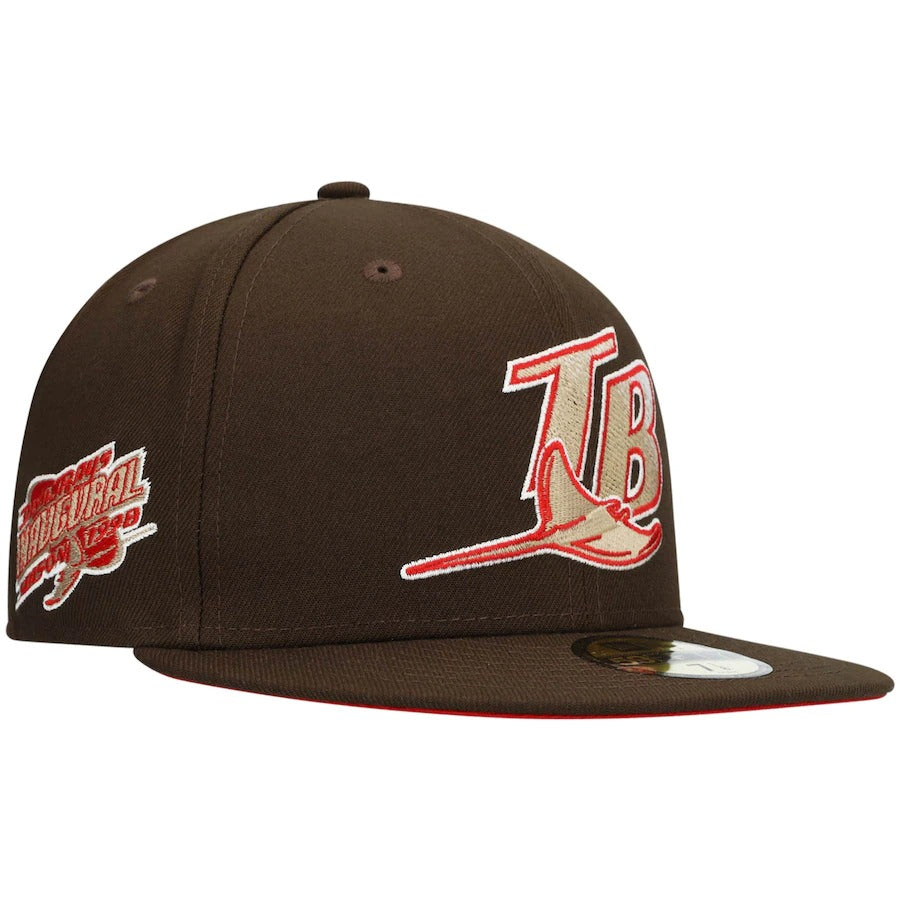 New Era Tampa Bay Rays Brown 1998 Inaugural Year Team Scarlet Undervisor 59FIFTY Fitted Hat