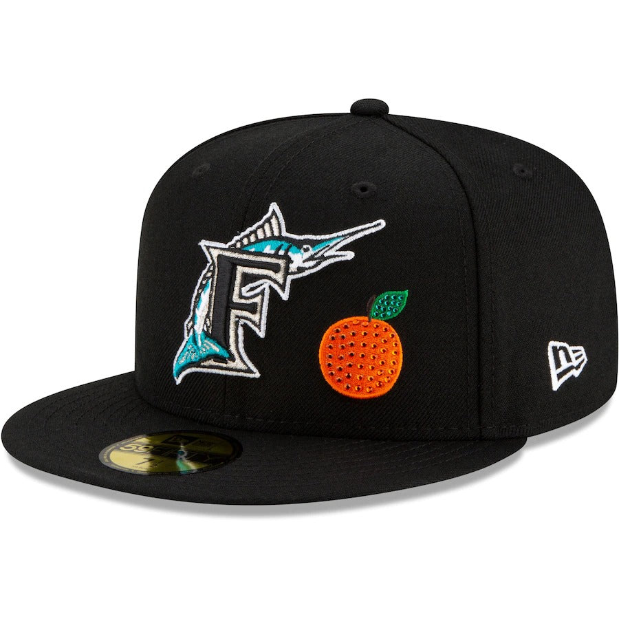 New Era Black Florida Marlins Crystal Icons Rhinestone 59FIFTY Fitted Hat