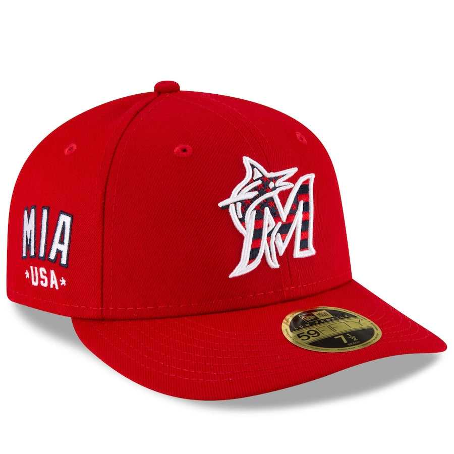New Era Red Miami Marlins 4th of July On-Field Low Profile 59FIFTY Fitted Hat