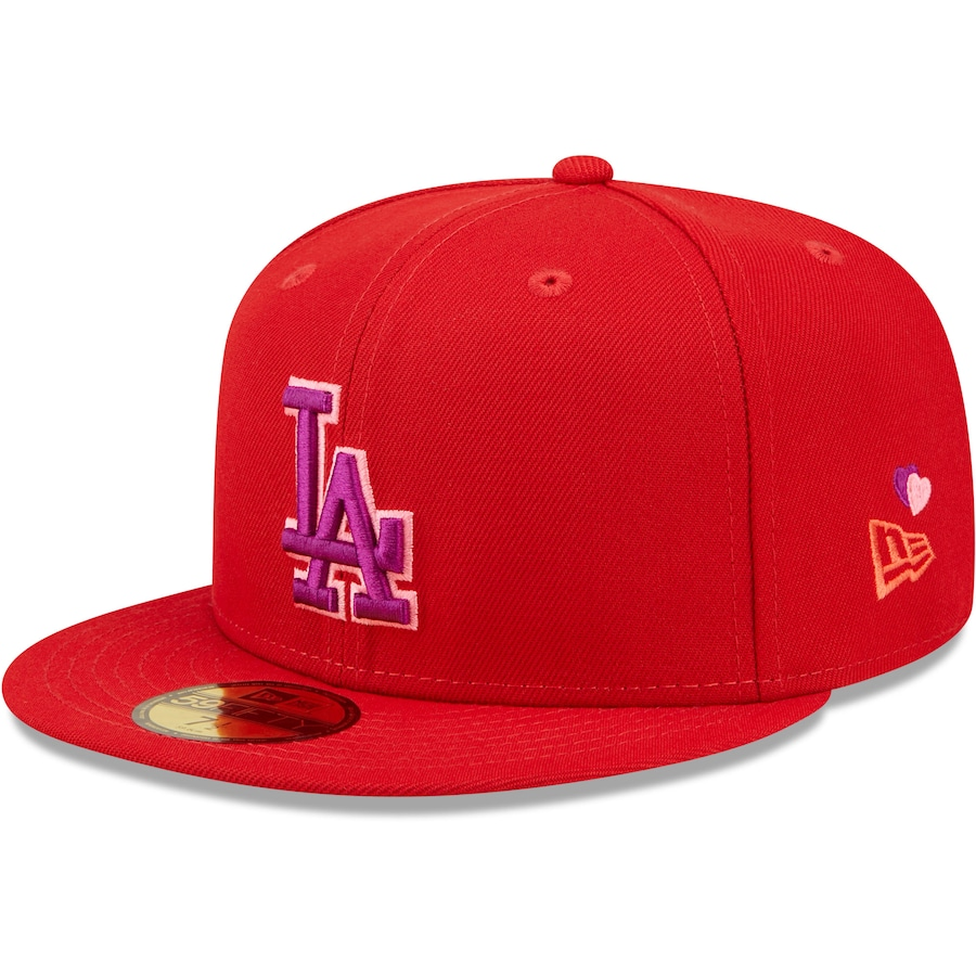 New Era Red Los Angeles Dodgers Purple Undervisor 59FIFTY Fitted Hat