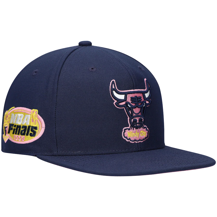 Mitchell & Ness Chicago Bulls Navy 1998 NBA Finals Burnt Sunrise Fitted Hat