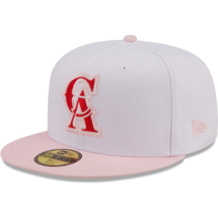 New Era California Angels White/Pink Cooperstown Collection Scarlet Undervisor 59FIFTY Fitted Hat