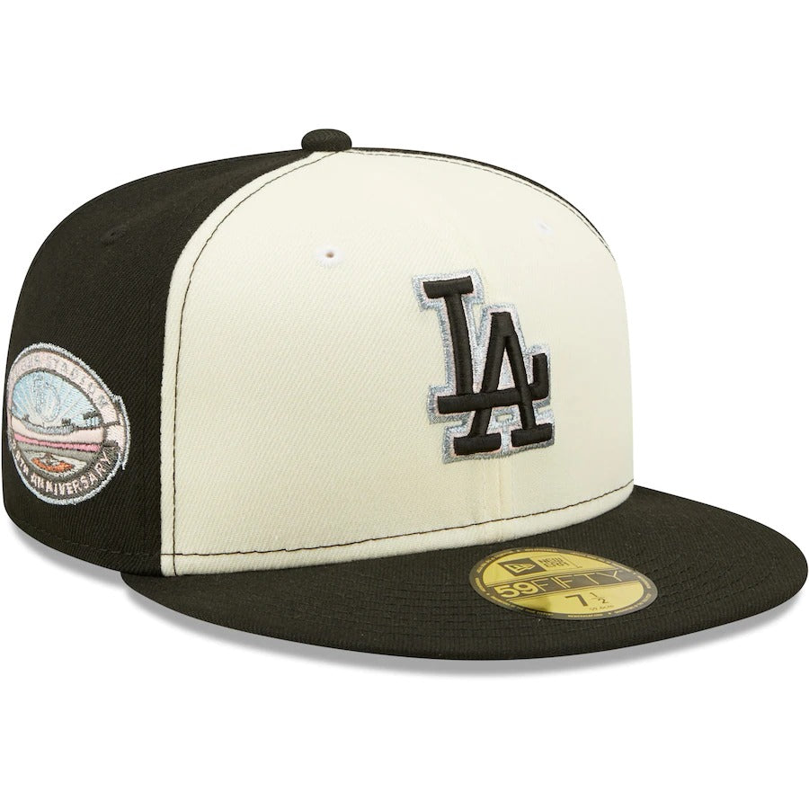 New Era Los Angeles Dodgers Cream/Black 50th Anniversary Pink Undervisor 59FIFTY Fitted Hat