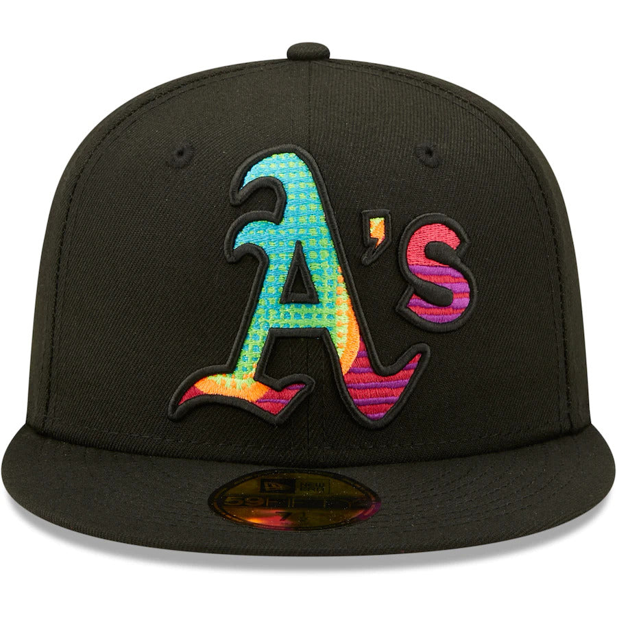 New Era Black Oakland Athletics Neon Fill 59FIFTY Fitted Hat