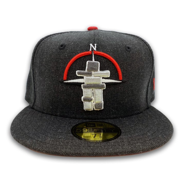 New Era True North Strong V2 Heather Black Red Undervisor 59FIFTY Fitted Hat