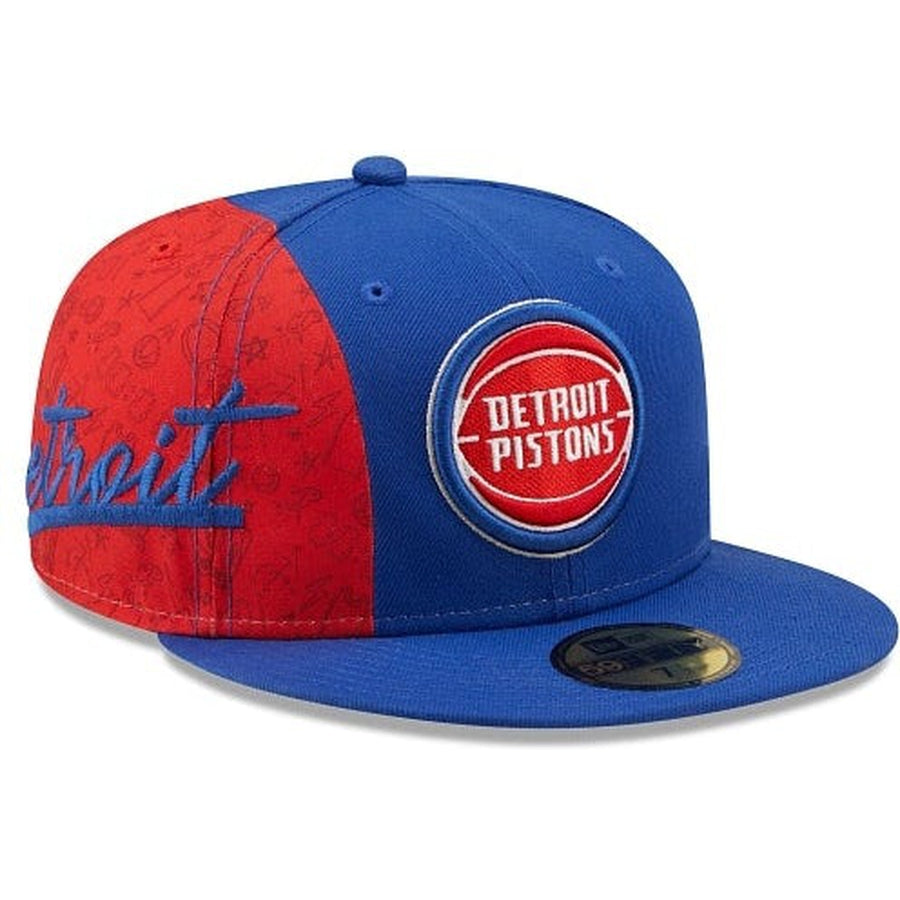 New Era Detroit Pistons Side City Doodle 2022 59fifty Fitted Hat