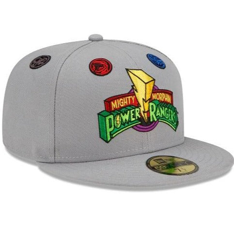 New Era Grey Mighty Morphin Power Rangers Emblem Eyelets 59FIFTY Fitted Hat