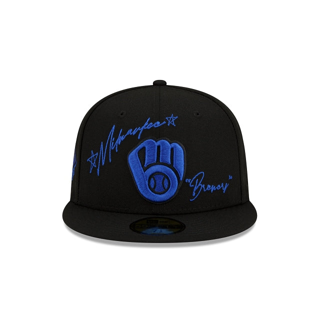 New Era Milwaukee Brewers Cursive 59fifty Fitted Hat