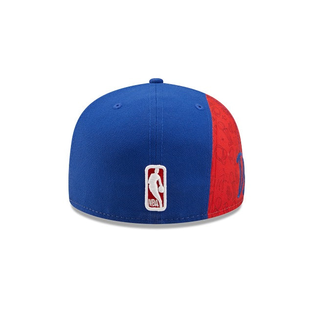 New Era Detroit Pistons Side City Doodle 2022 59fifty Fitted Hat