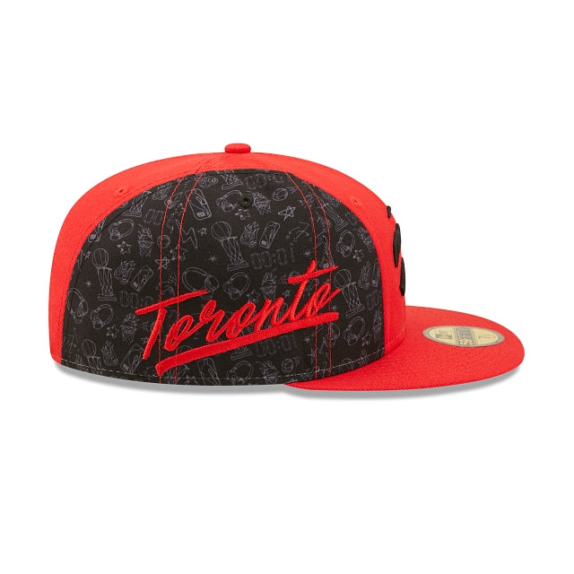 New Era Toronto Raptors Side City Doodle 2022 59fifty Fitted Hat