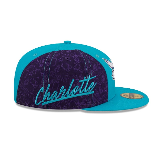 New Era Charlotte Hornets Side City Doodle 2022 59fifty Fitted Hat
