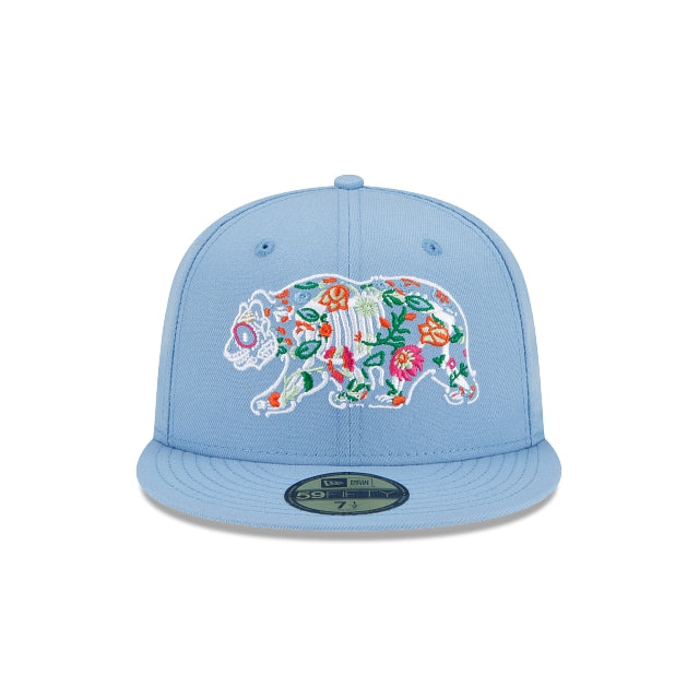 New Era Bear Day Of The Dead Blue 59Fifty Fitted Hat