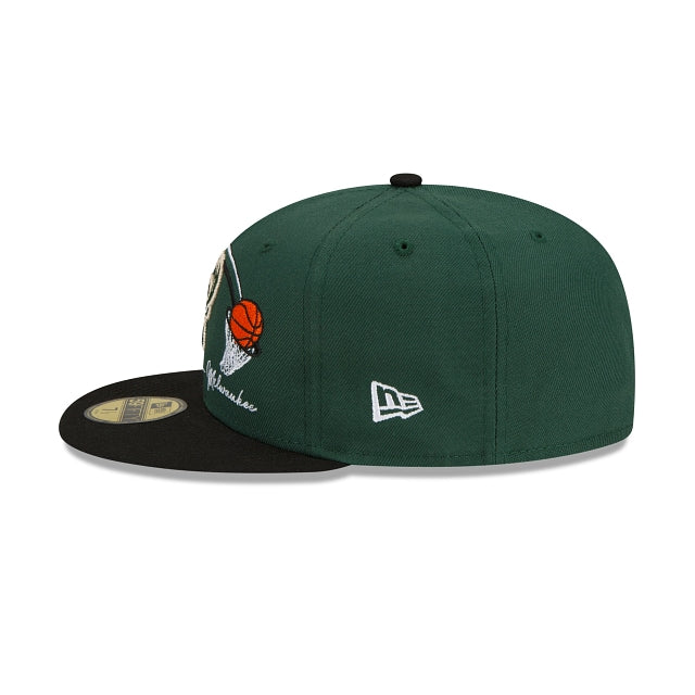 New Era Milwaukee Bucks Two-Tone Hoops 59fifty Fitted Hat