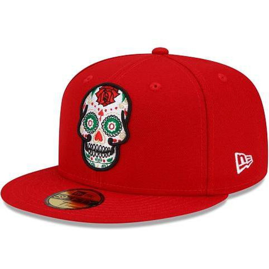 New Era Sugar Skull Day Of The Dead Scarlet 59Fifty Fitted Hat